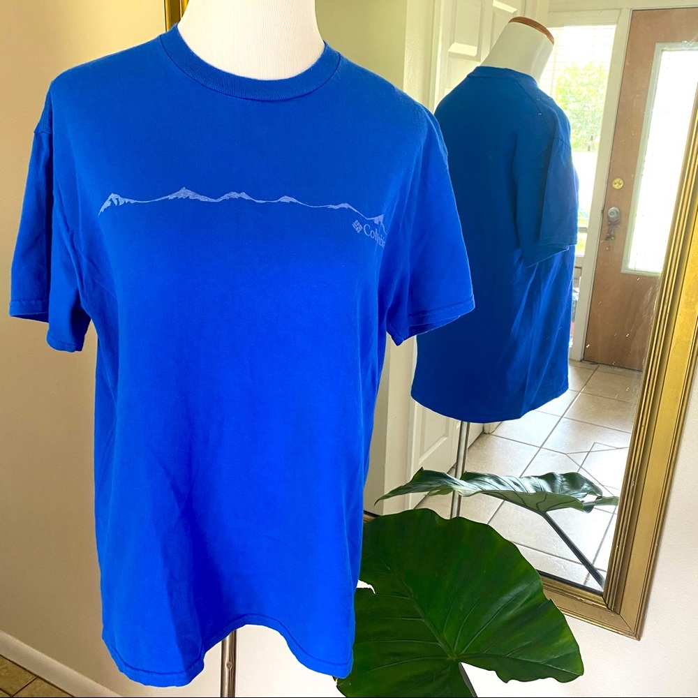 Columbia Mountain Graphic Blue Tee Shirt Men Med